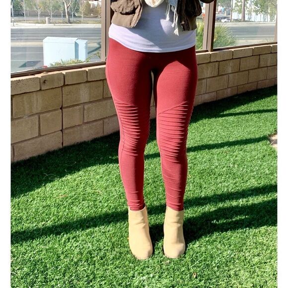 ❗️LAST❗️Brick Red Moto leggings - Picture 1 of 5